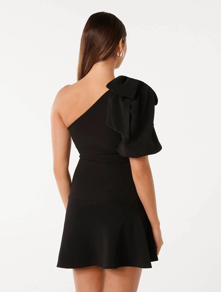 Elaine Bow Mini Dress Black - 0 to 12 Women's Event Dresses