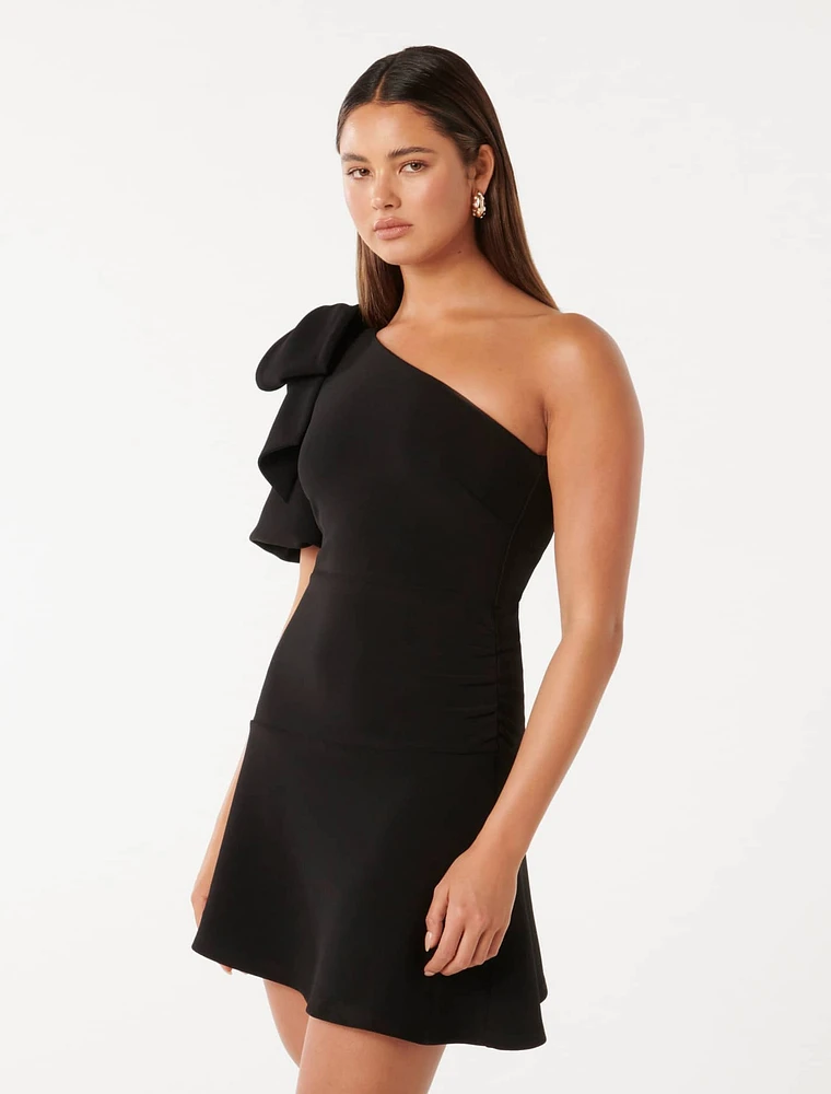 Elaine Bow Mini Dress Black - 0 to 12 Women's Event Dresses