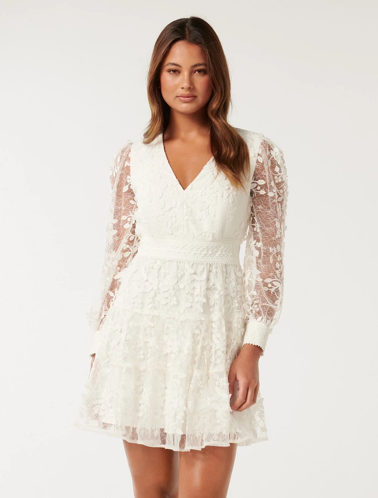Frances Lace Mini Dress White - 0 to 12 Women's Event Dresses