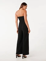 Kenzie Plisse-Bow Jumpsuit Black - 0 to 12 Women's Jumpsuits