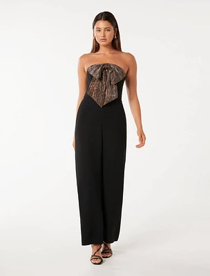 Kenzie Plisse-Bow Jumpsuit