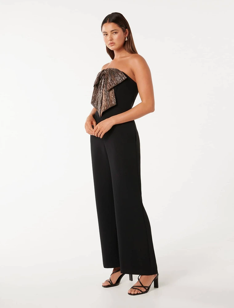 Kenzie Plisse Bow Jumpsuit