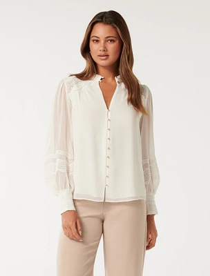 Wendy Wave Trim Blouse