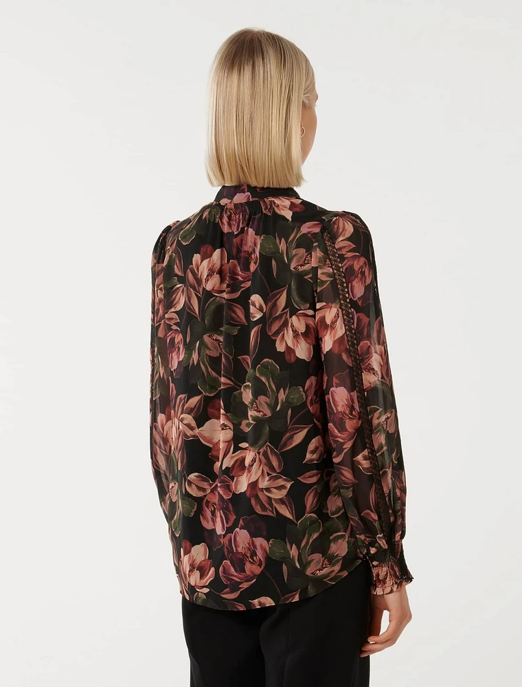 Tate Trim-Sleeve Blouse