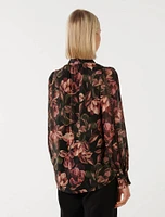 Tate Trim-Sleeve Blouse
