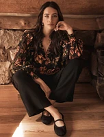 Tate Trim-Sleeve Blouse