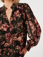 Tate Trim-Sleeve Blouse