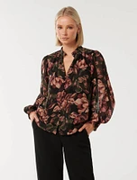 Tate Trim-Sleeve Blouse