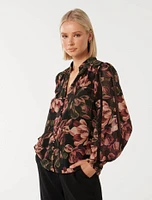 Tate Trim-Sleeve Blouse
