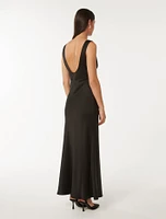 Cameron V-Neck Satin Maxi Dress Black - 0 to 12 Women's Occasion Dresses