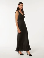 Cameron V-Neck Satin Maxi Dress Black - 0 to 12 Women's Occasion Dresses