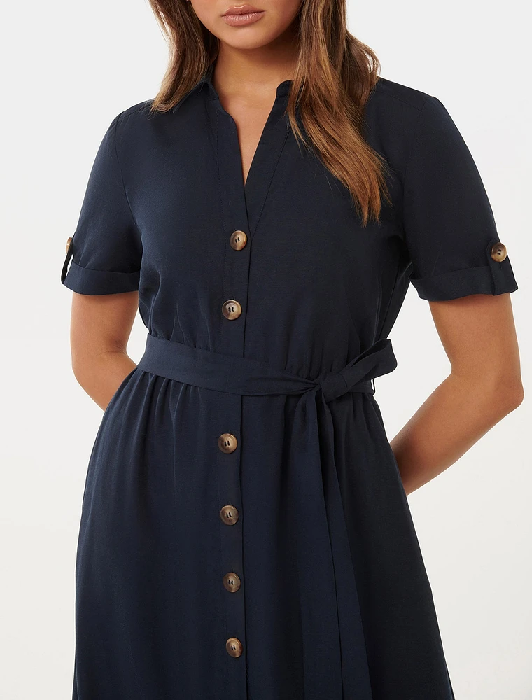 Georgia Midi Shirt Dress Navy - 0 to 12 Women's Dresses