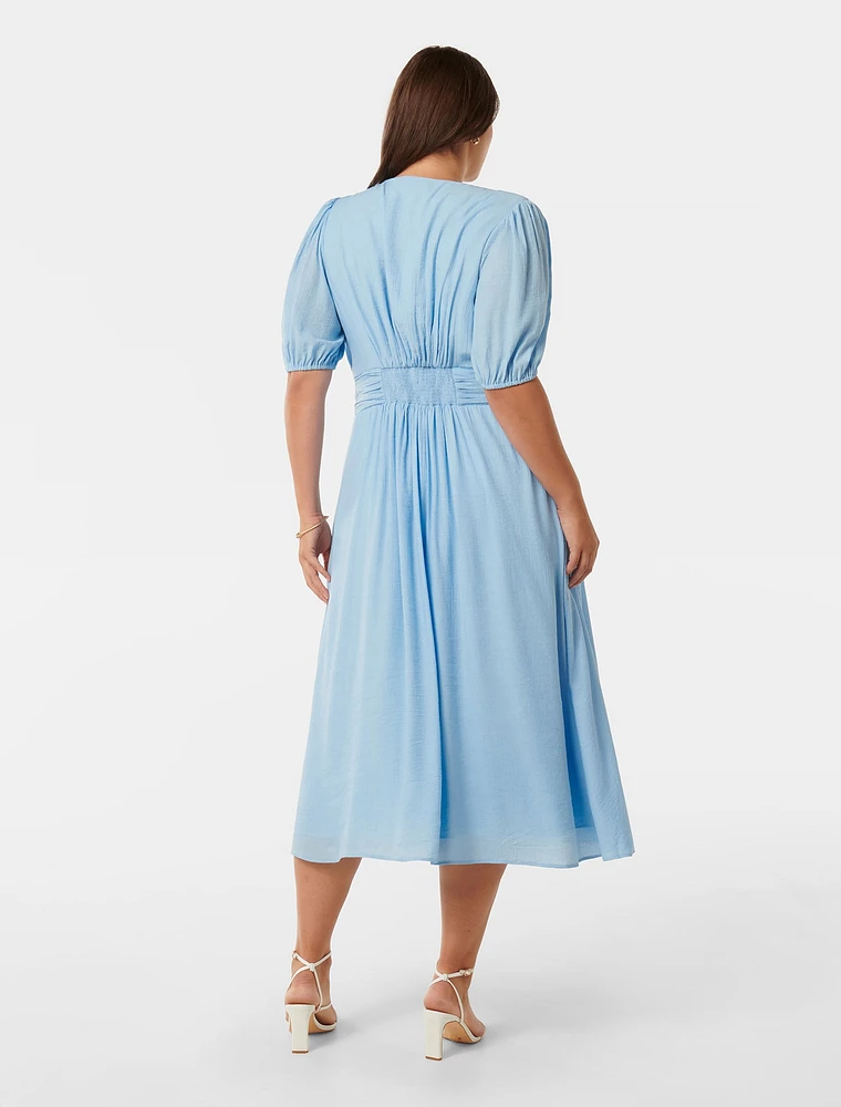 Annabel Curve Midi Dress Light Blue - 12 to 20 Women's Plus Day Dresses