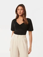 Desiree Ruched V-Neck Top