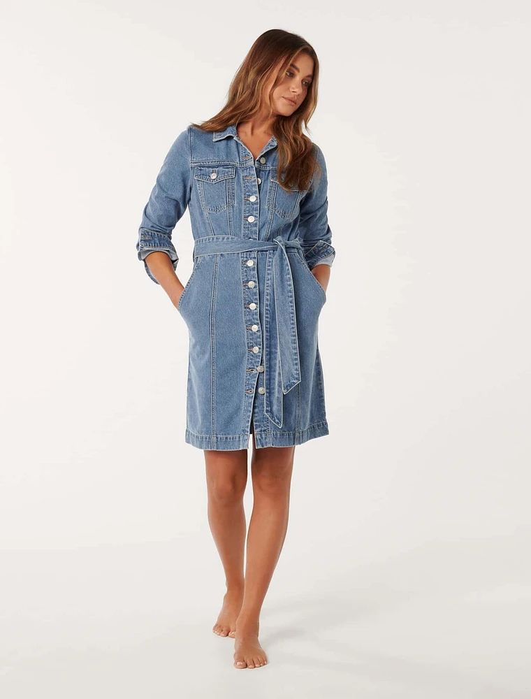 Taylor Denim Shirt Dress Mid Wash - 0 to 12 Women's Day Dresses