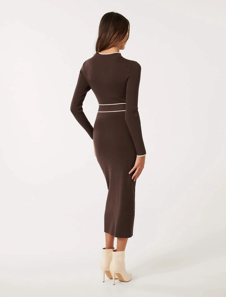 Ariella Petite Midi Knit Dress Brown - 0 to 12 Women's Dresses