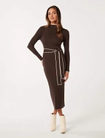 Ariella Petite Midi Knit Dress Brown - 0 to 12 Women's Dresses