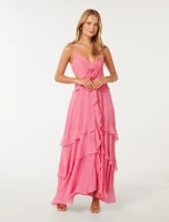 Harper Ruffle Maxi Dress Rose Pink - 0 to 12 Women's Occasion Dresses