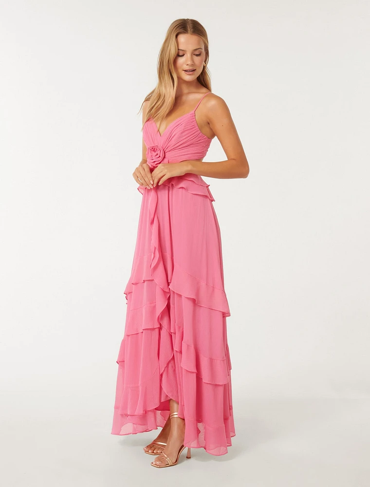 Harper Ruffle Maxi Dress Rose Pink - 0 to 12 Women's Occasion Dresses