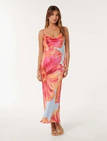 Valerie Cowl Neck Maxi Dress Pink Tropical Print - 0 to 12 Women's Dresses