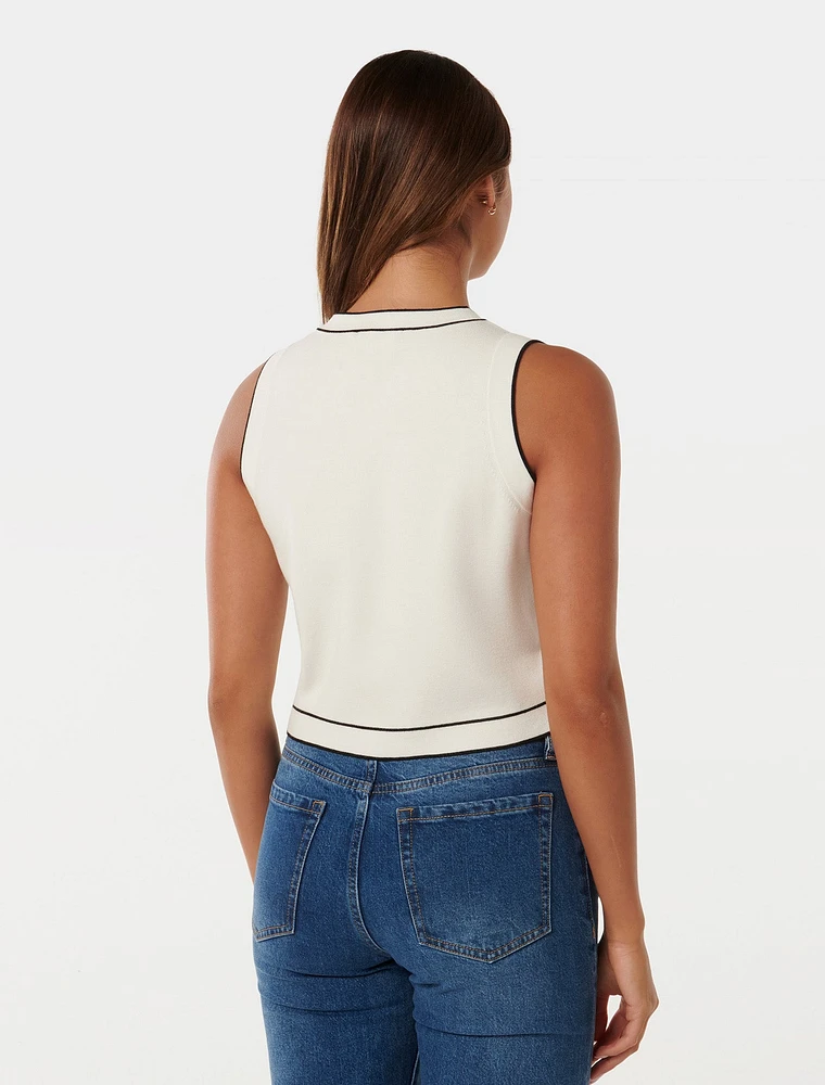 Blythe Tipped Button Through Knit Tank
