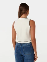 Blythe Tipped Button Through Knit Tank