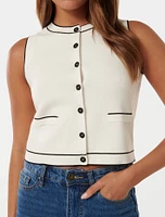 Blythe Tipped Button Through Knit Tank