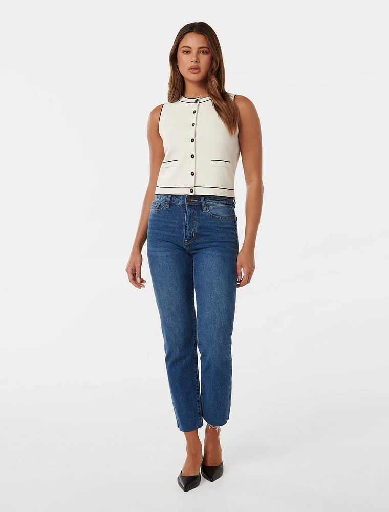 Blythe Tipped Button Through Knit Tank