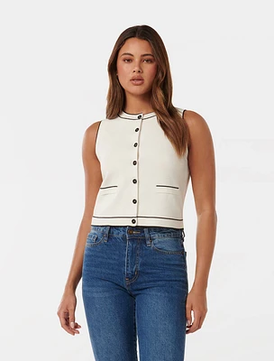 Blythe Tipped Button Through Knit Tank