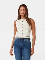 Blythe Tipped Button Through Knit Tank