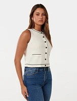Blythe Tipped Button Through Knit Tank
