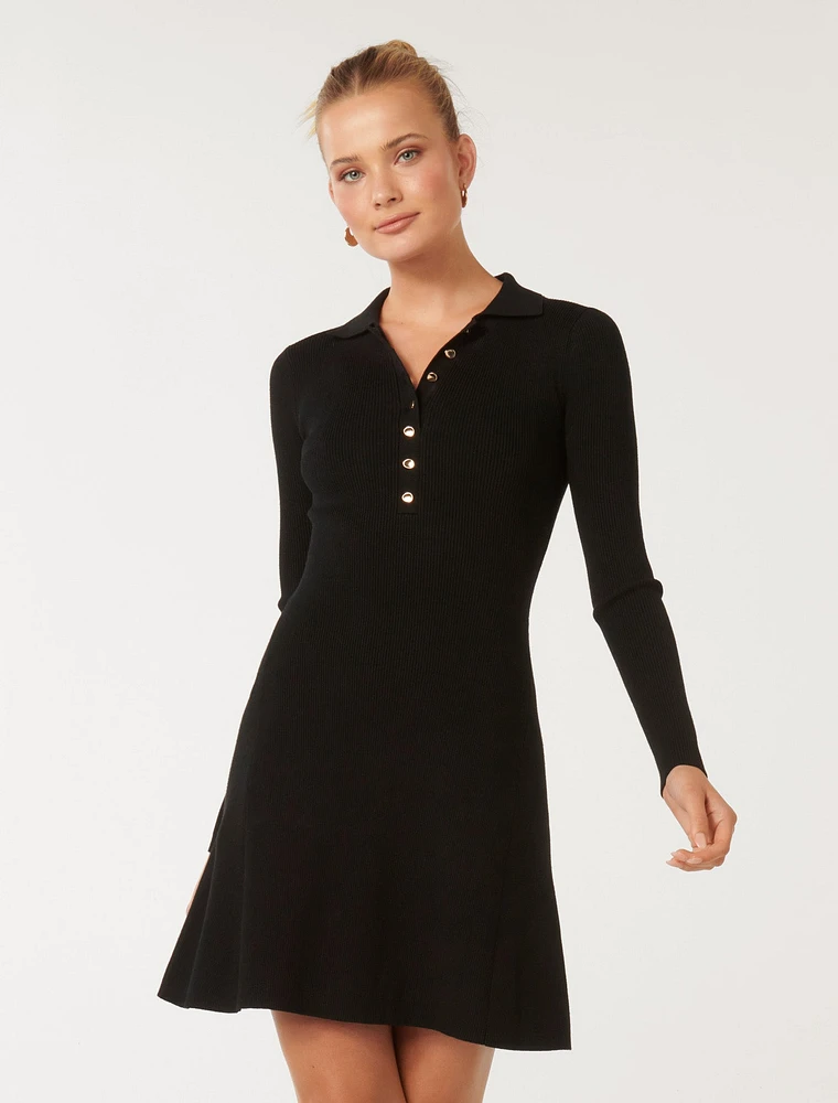 Joanna Ribbed Knit Mini Dress Black - 0 to 16 Women's Dresses