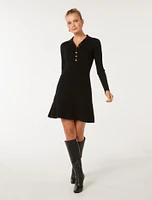 Joanna Ribbed Knit Mini Dress Black - 0 to 16 Women's Dresses