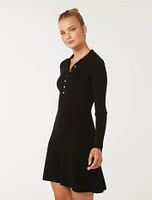 Joanna Ribbed Knit Mini Dress Black - 0 to 16 Women's Dresses