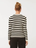 Beri Striped Knit Cardigan Black and White Stripe - 0 to 12 Women's Cardigans