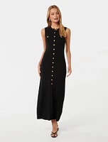 Kelly Button-Through Knit Dress Black - 0 to 12 Women's Dresses