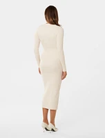 Karlie V-Neck Knit Midi Dress Cream - 0 to 12 Women's Dresses