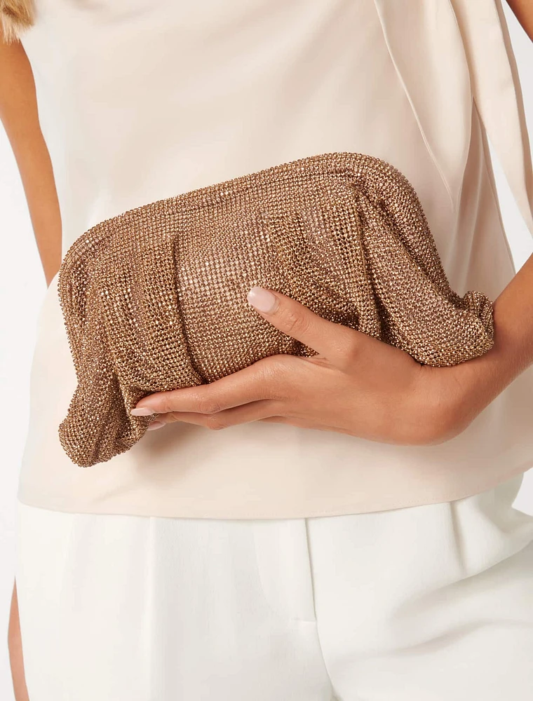 Signature Brielle Embellished Ruched Clutch