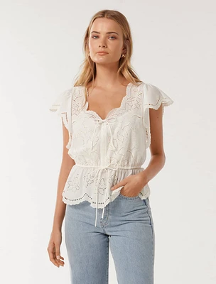 Emmy Embroidered Blouse White - 0 to 12 Women's Blouses