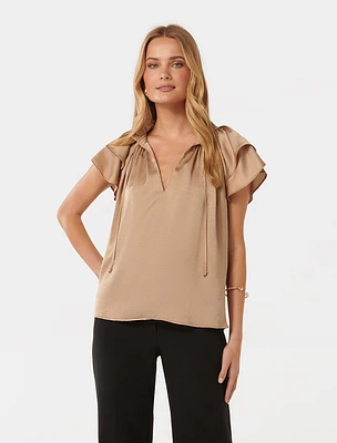 Marni Satin Blouse Bronze - 0 to 12 Women's Blouses