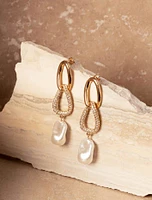 Signature Connor Crystal and Pearl Drop Earrings in Gold - Women's Jewellery
