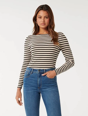 Brie Striped Long-Sleeve Top