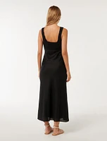 Etta Tie Detail Midi Dress Black - 0 to 12 Women's Dresses