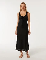 Etta Tie Detail Midi Dress Black - 0 to 12 Women's Dresses