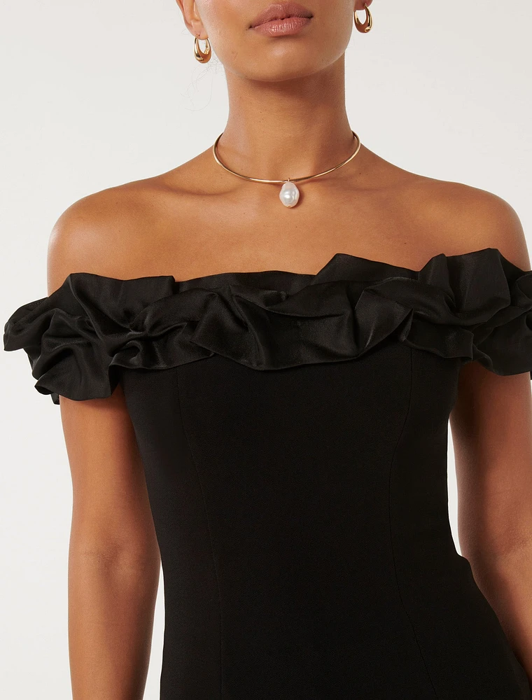 Stephanie Ruffle Crepe Bustier