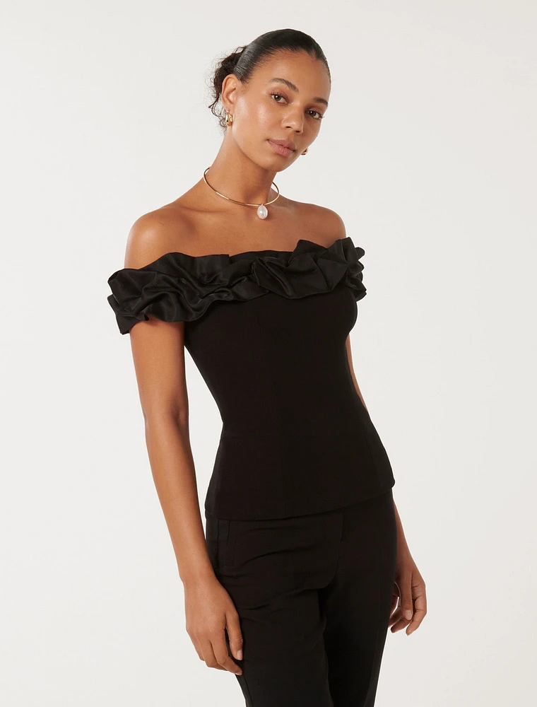 Stephanie Ruffle Crepe Bustier