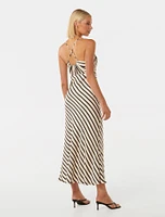 Abby Satin Stripe Midi Dress Black and White - 0 to 12 Women's Day Dresses