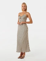Abby Satin Stripe Midi Dress Black and White - 0 to 12 Women's Day Dresses