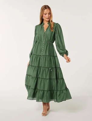 Jessie Button-Down Midi Dress Dark Green - 0 to 12 Women's Dresses