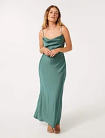 Mia Petite Satin Maxi Dress Sage Green - 0 to 12 Women's Occasion Dresses